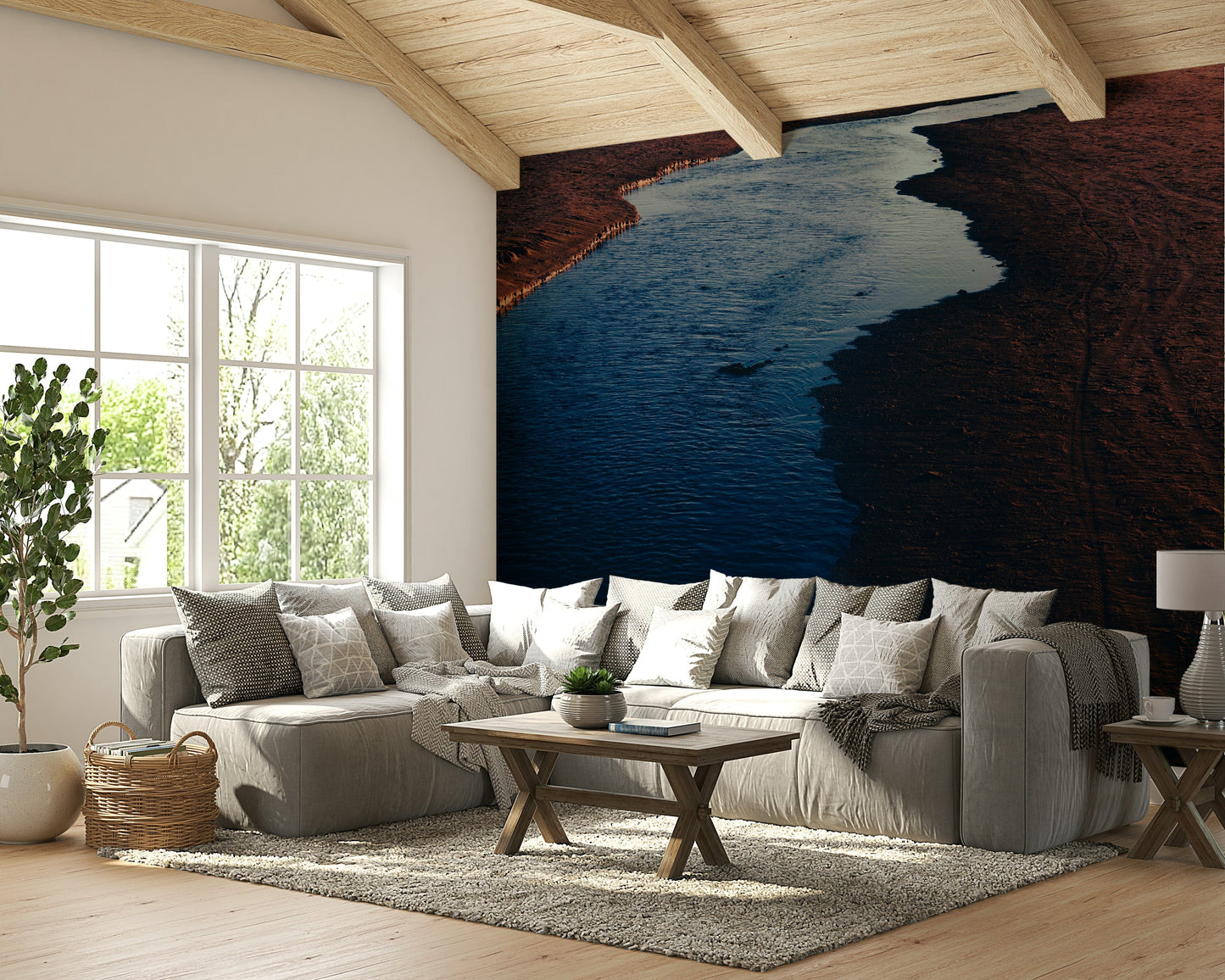 The wallpaper for walls being admired in a home.

