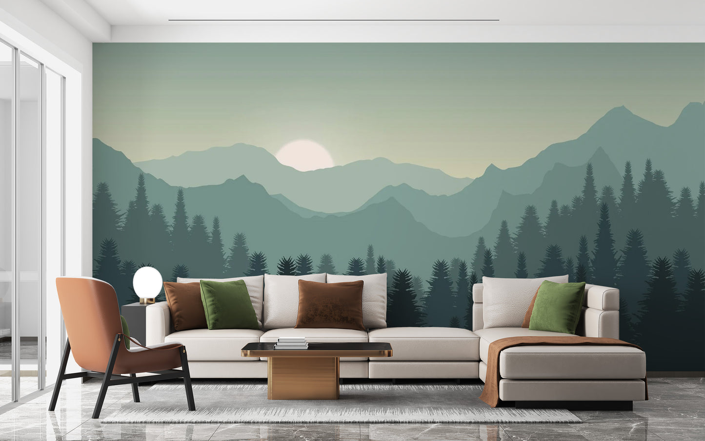 Dark Sunset Mountains Wallpaper Mural - Giffywalls