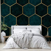 Art deco inspired teal and gold wall mural

