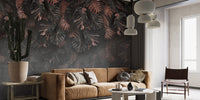 Dark Hanigng Tropical Leaves Wallpaper Mural - Giffywalls