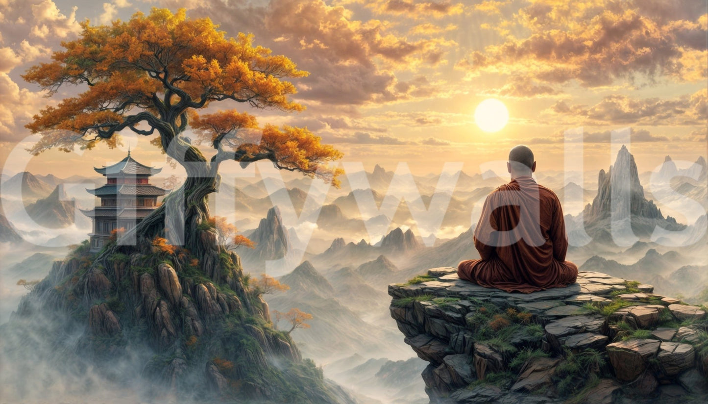 Stylish mural depicting a quiet dawn for a conservatory or sunroom.