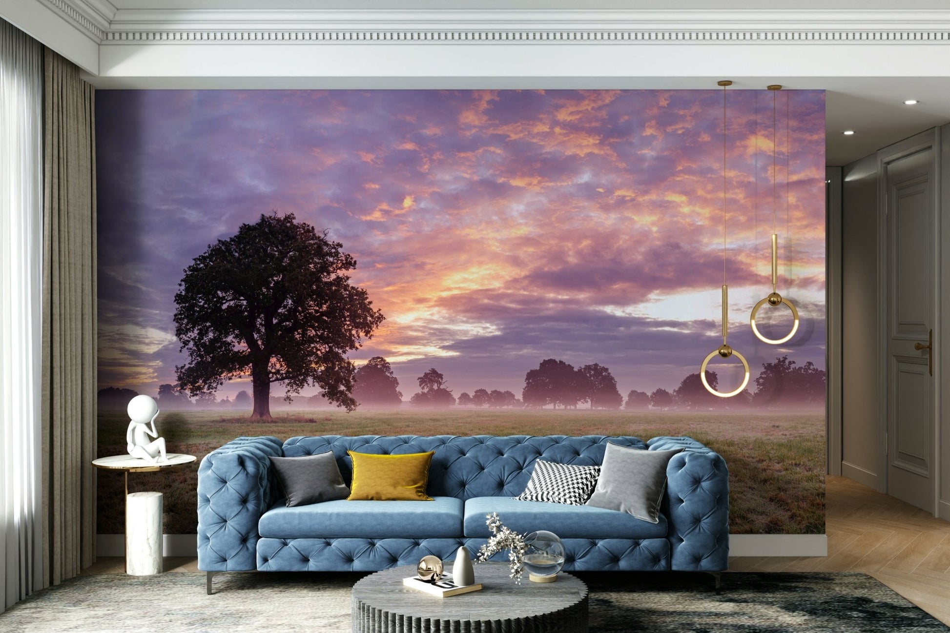 peaceful tree in a field mural

