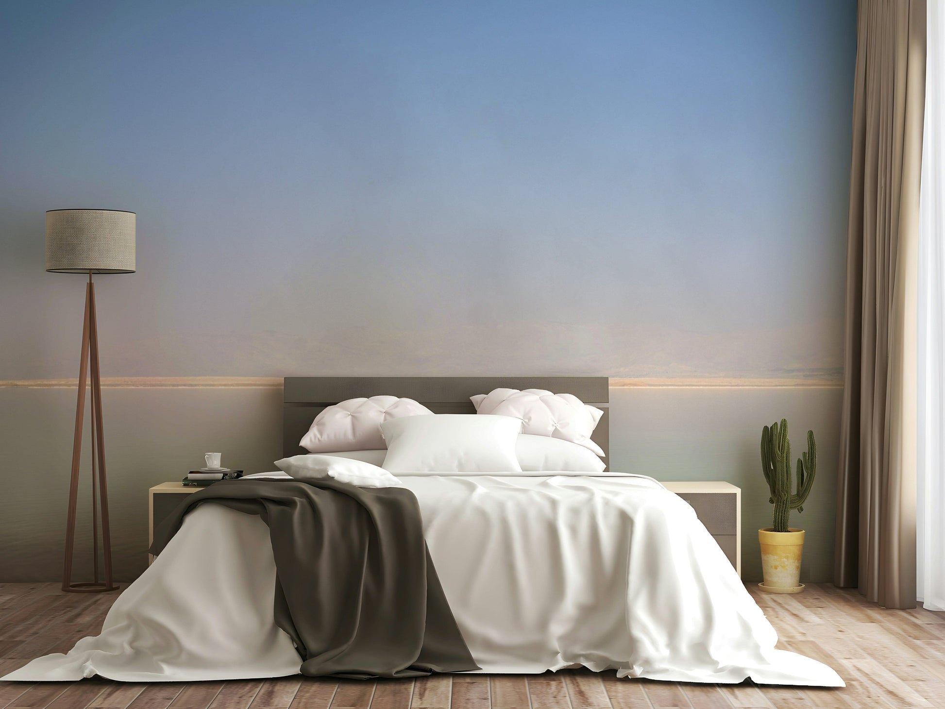 The wallpaper for walls being admired in a home.

