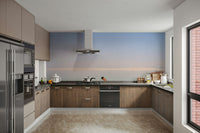 A high-angle view of the wall mural in a large space.


