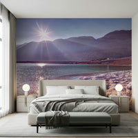 Dead Sea Sunset mural breathtaking sunburst mountains.