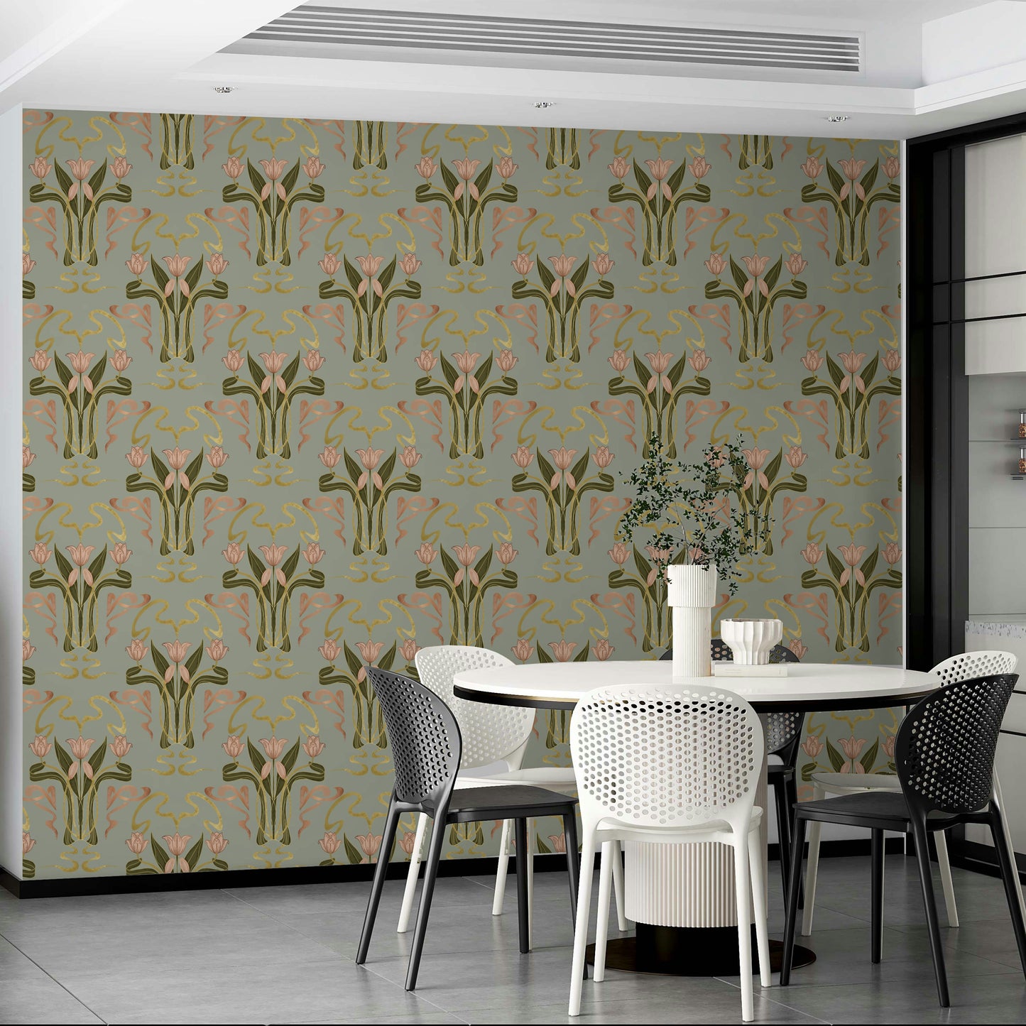 Nouveau style floral mural

