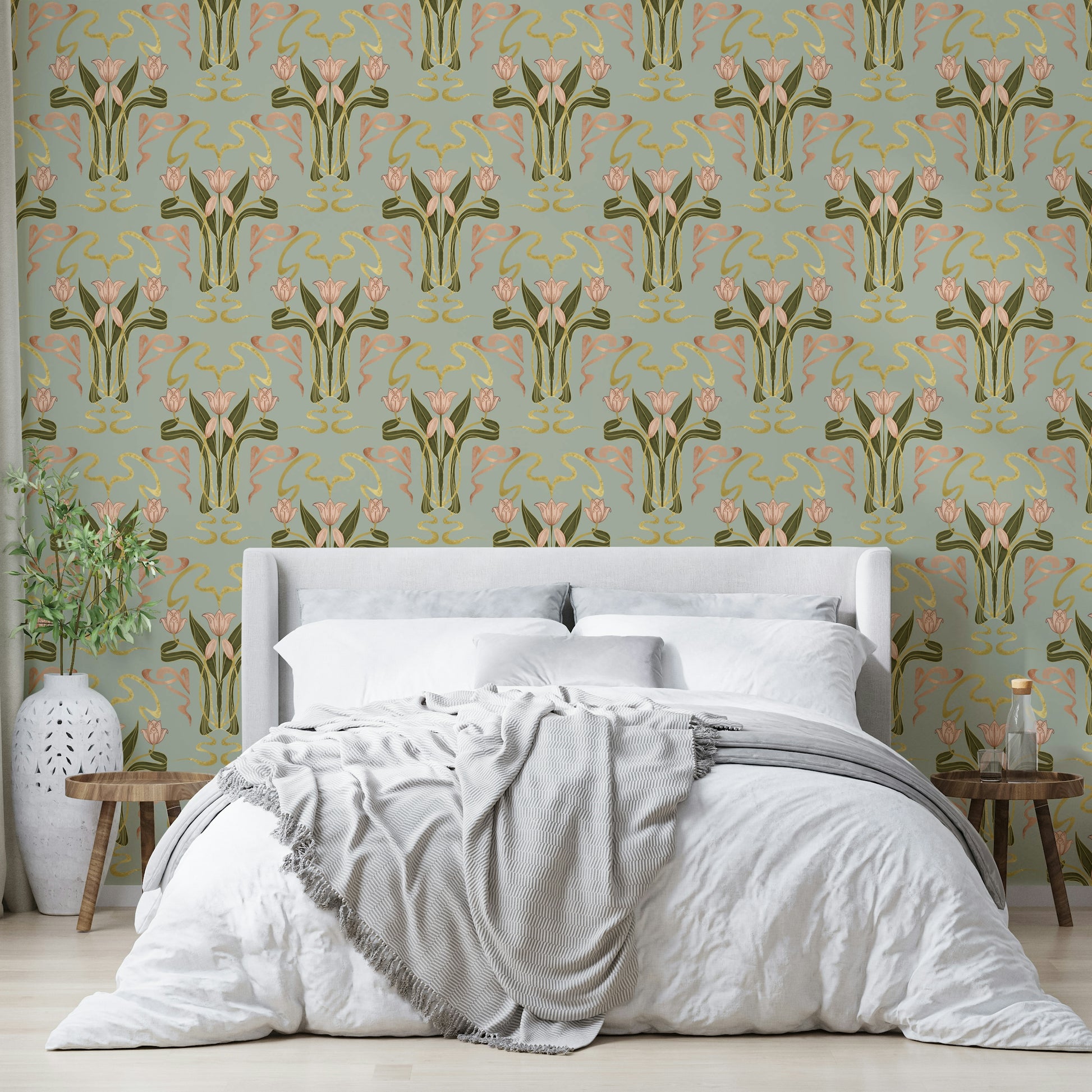 Flowing tulip pattern wallpaper

