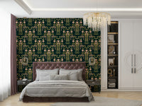 Vintage green floral wall mural

