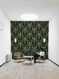Tulip pattern in deep green tones

