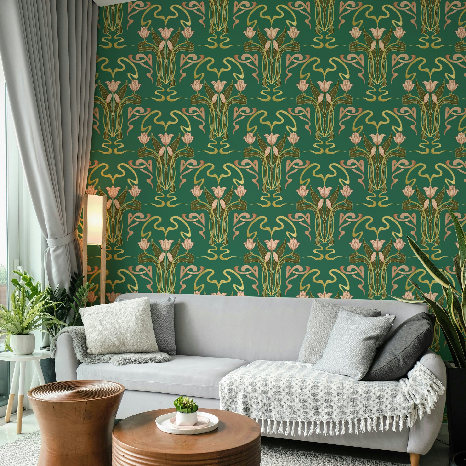 Structured tulip wallpaper pattern

