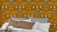 Golden ochre tulip mural wallpaper

