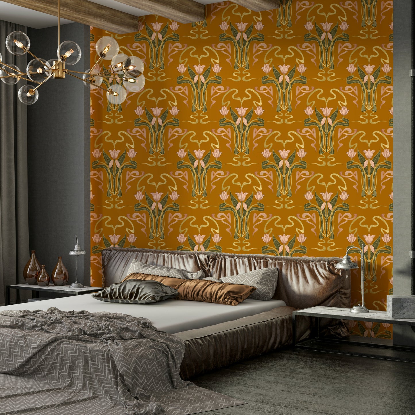 Vintage floral wallpaper mural

