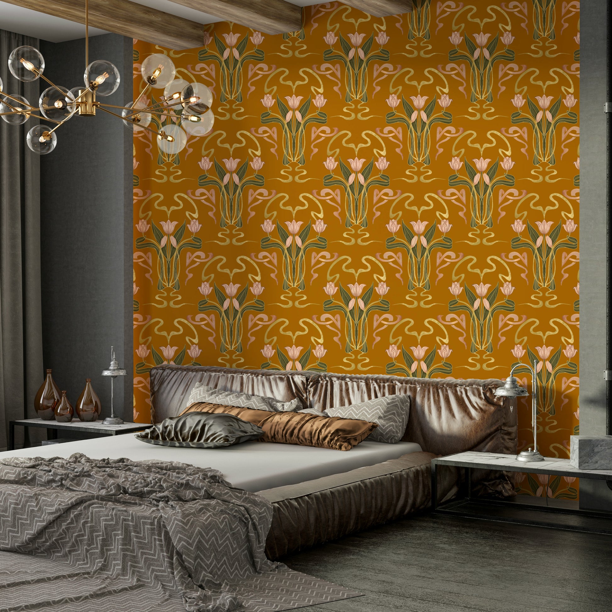 Vintage floral wallpaper mural

