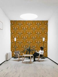Ochre floral wall art mural

