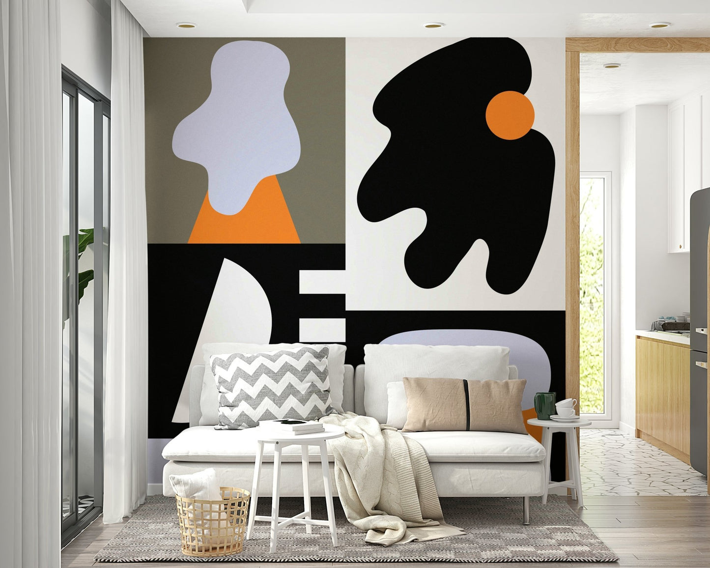 Unique wall mural for a dynamic, modern room

