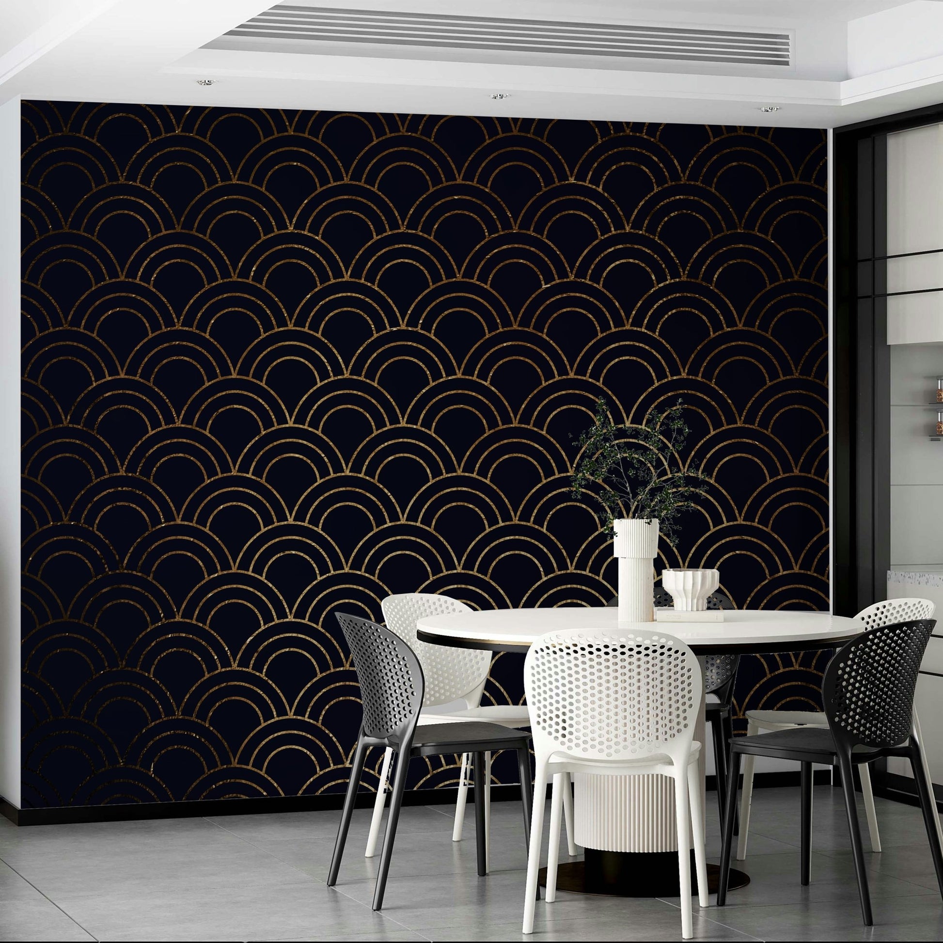 Wall covering evoking tranquility and wonder.
