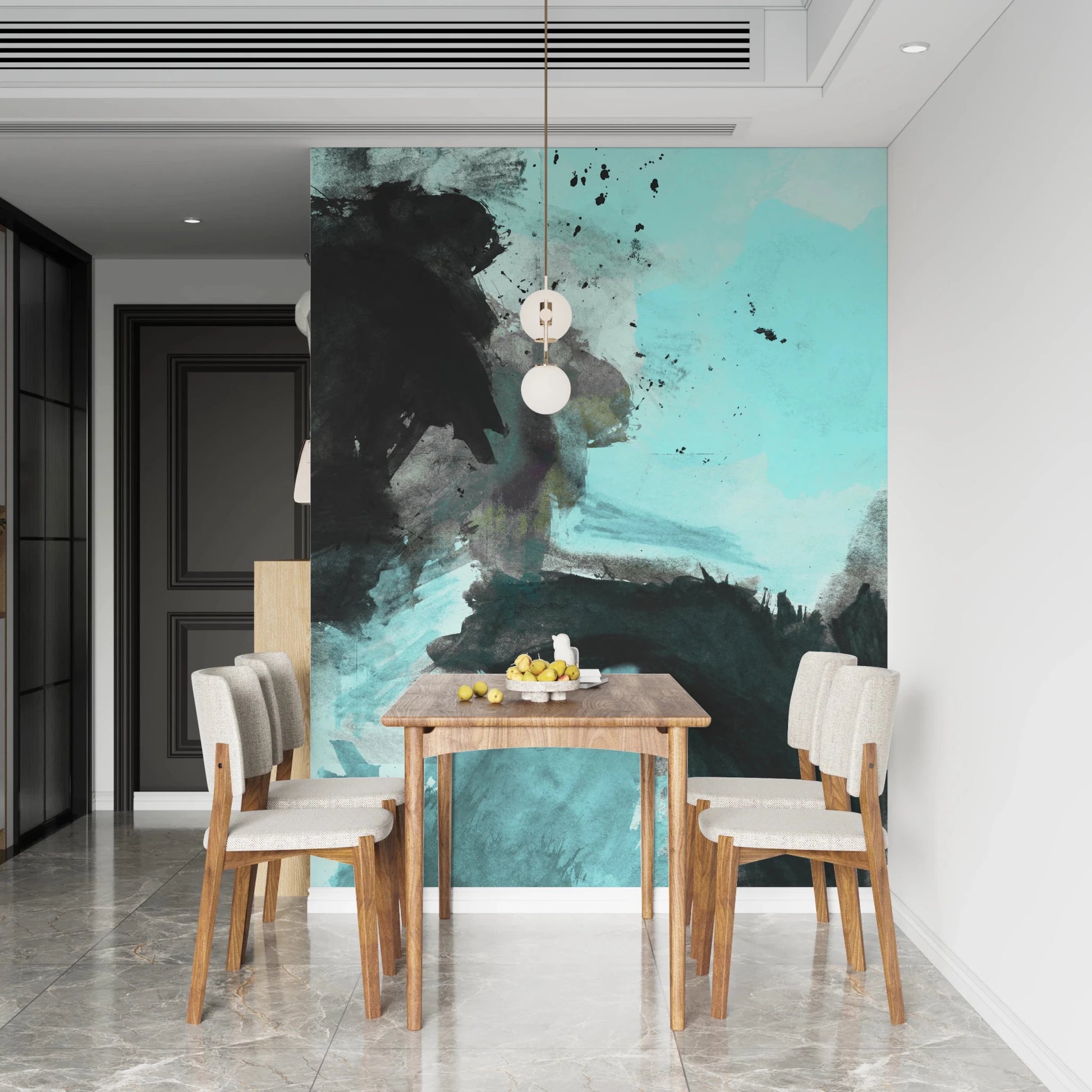 Large format Deep Water Wall Mural with stark ink contrast