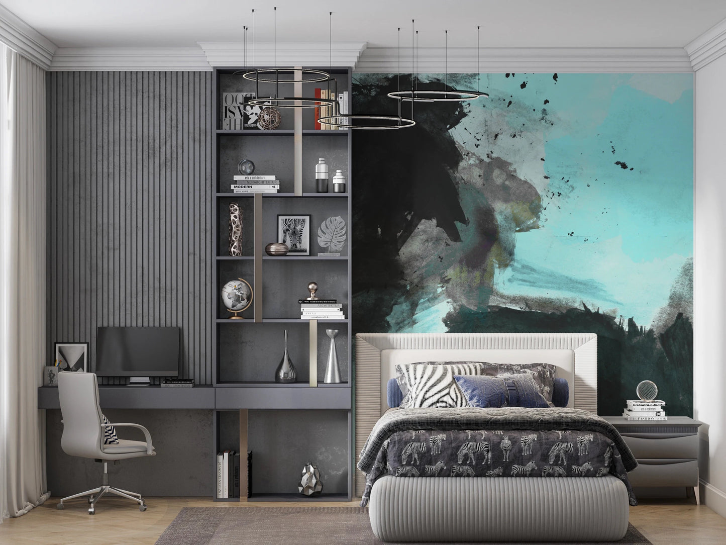 Dramatic Deep Water Wall Mural for bedroom with matte texture