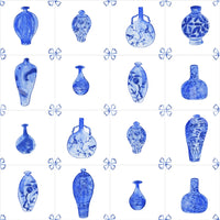Delft Tile Blue & White Porcelain Wallpaper⁠