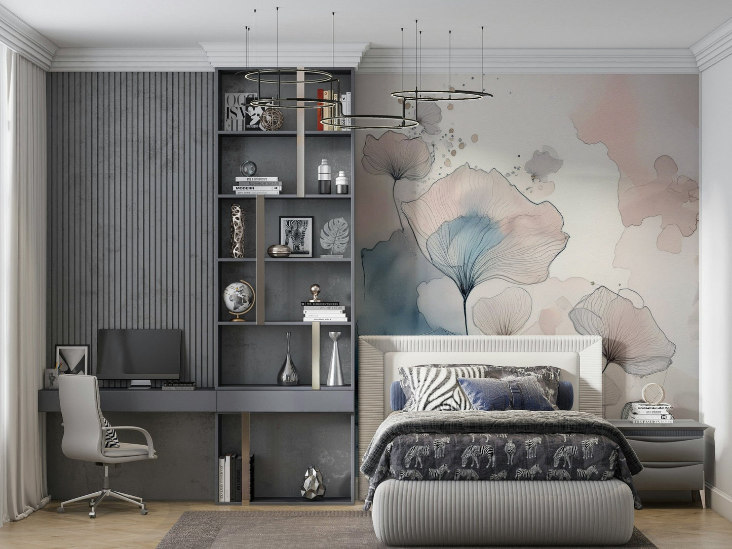 Delicate Floralscape Wall Mural