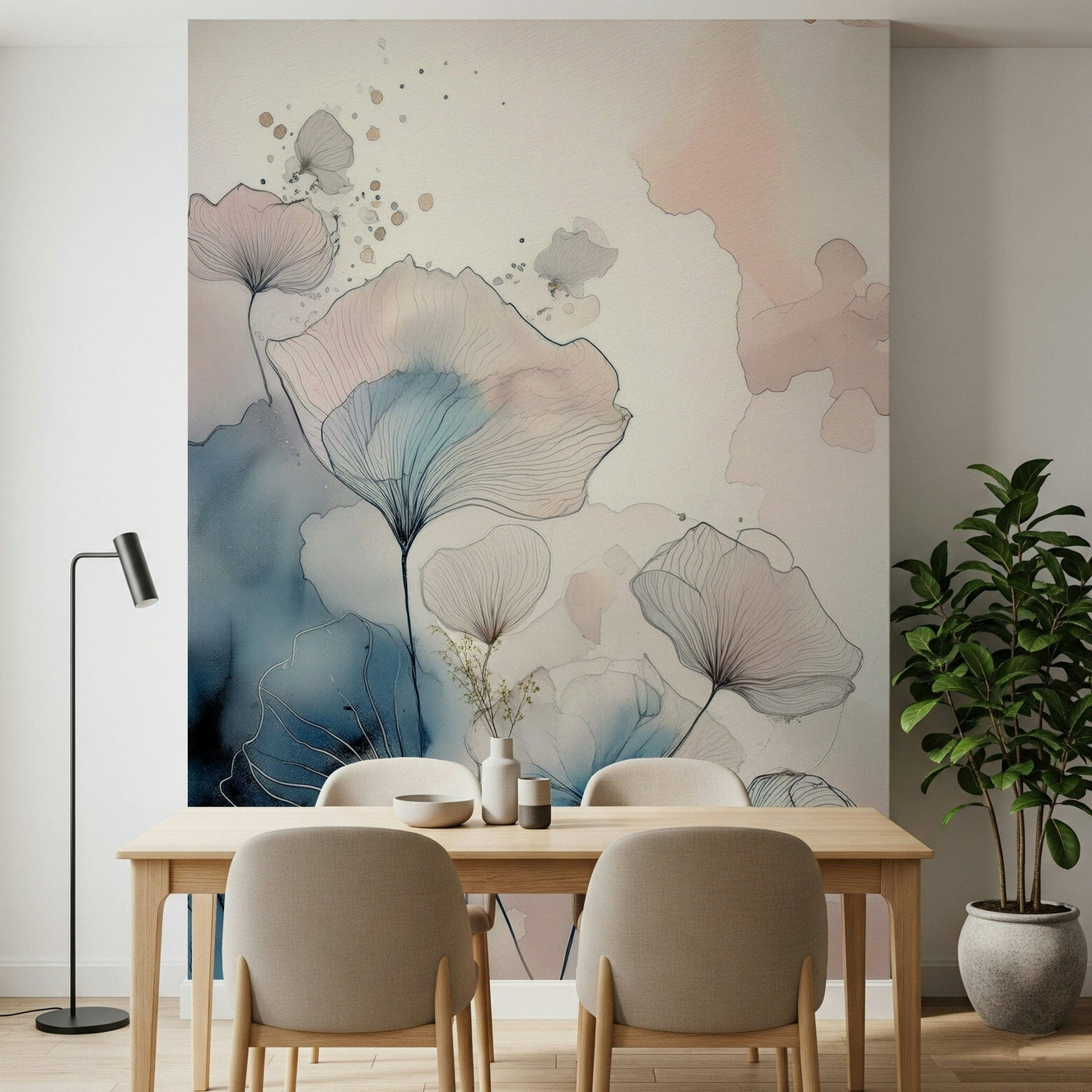 Delicate Floralscape Wall Mural