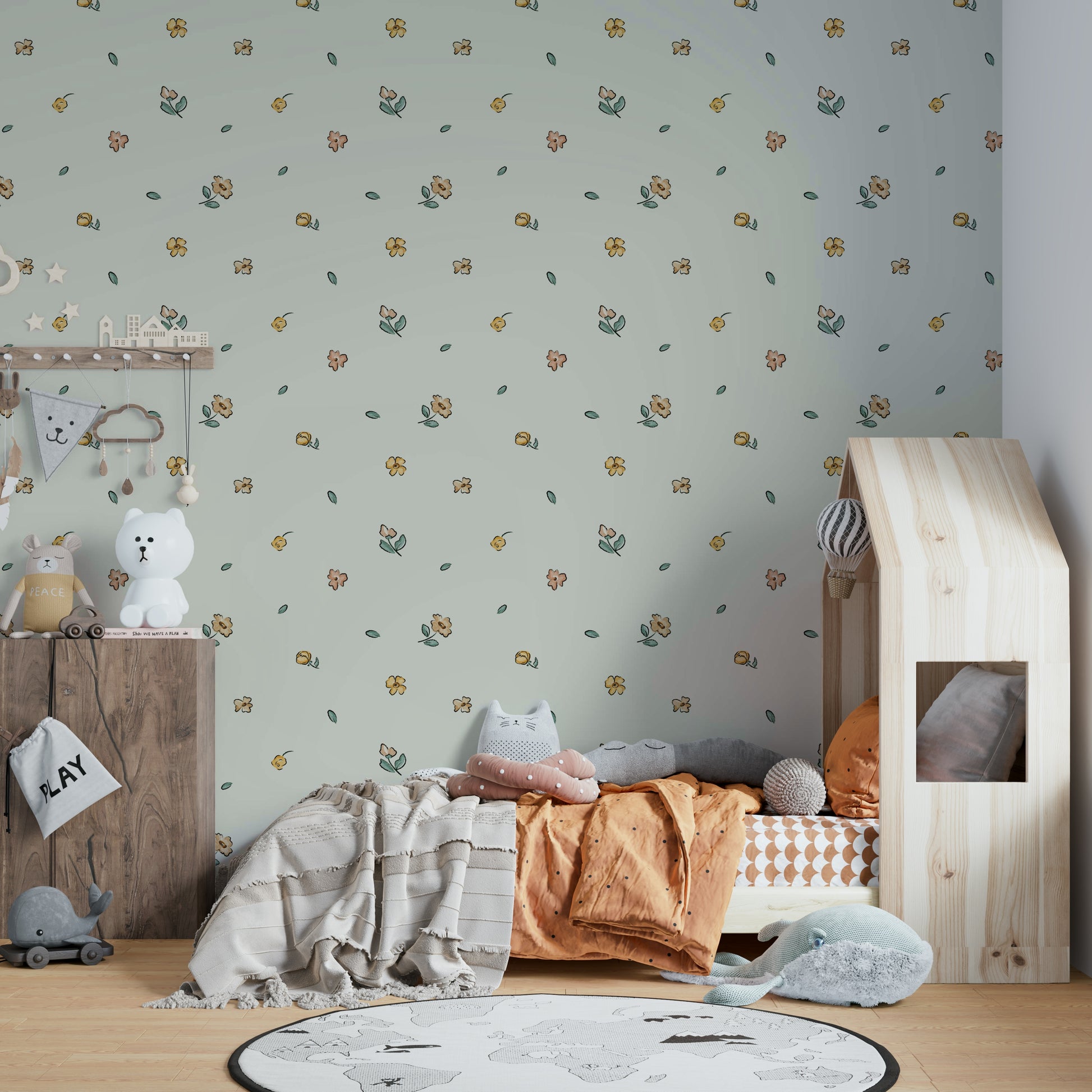 Elegant botanical wallpaper featuring watercolor blooms

