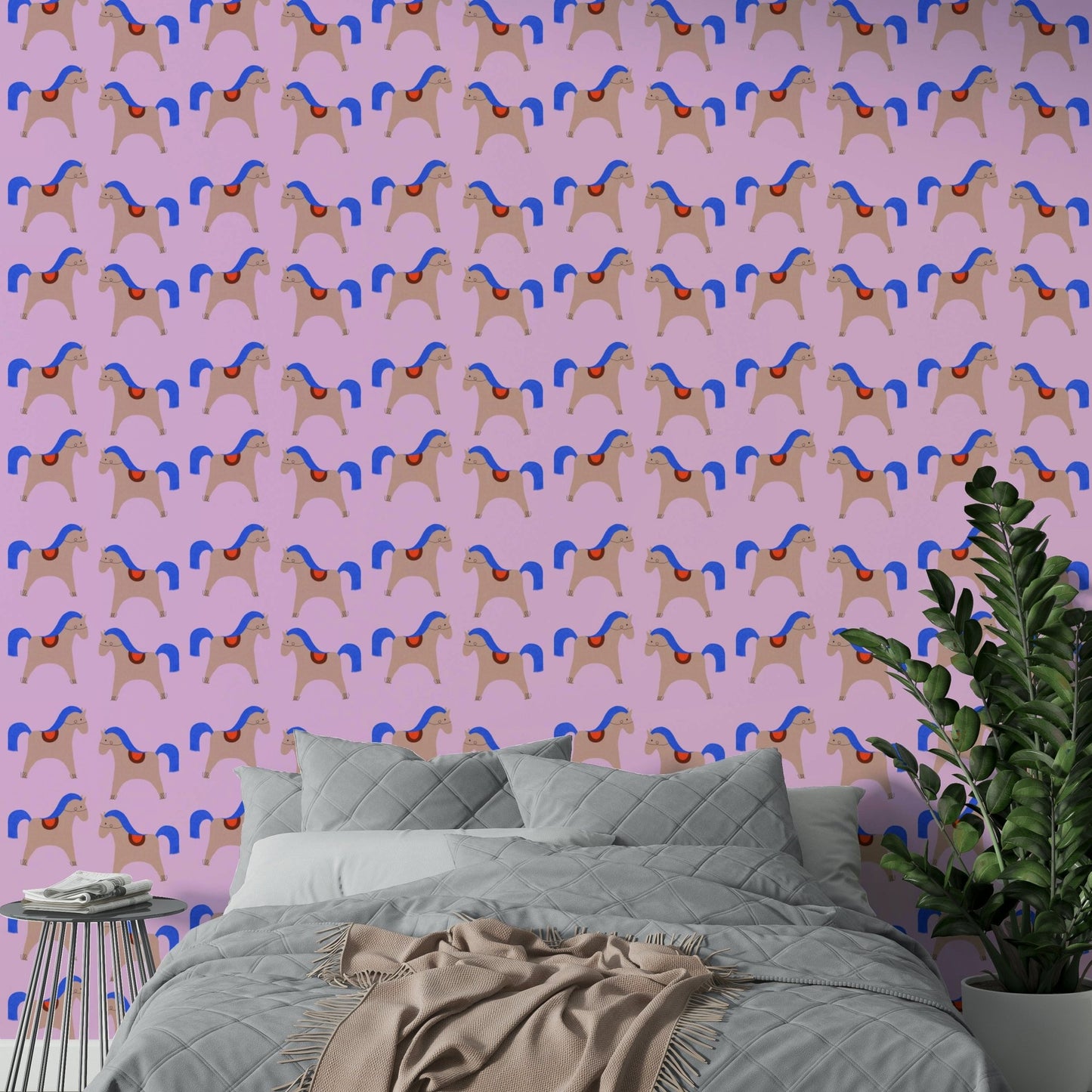 Calm modern interior with abstract line design

