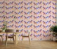 Abstract interior wall with looping pastel art

