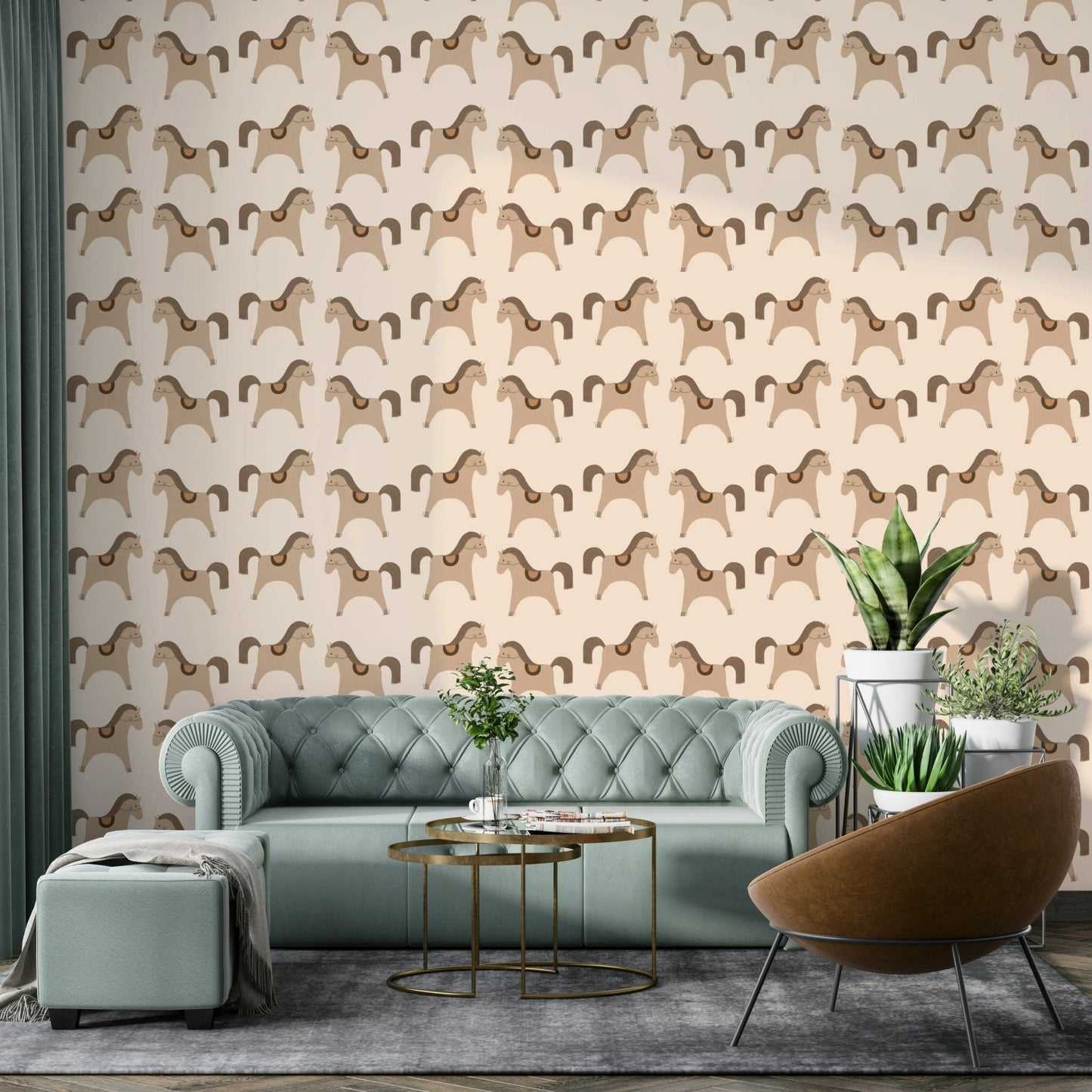 Light-toned wall mural with joyful swirls

