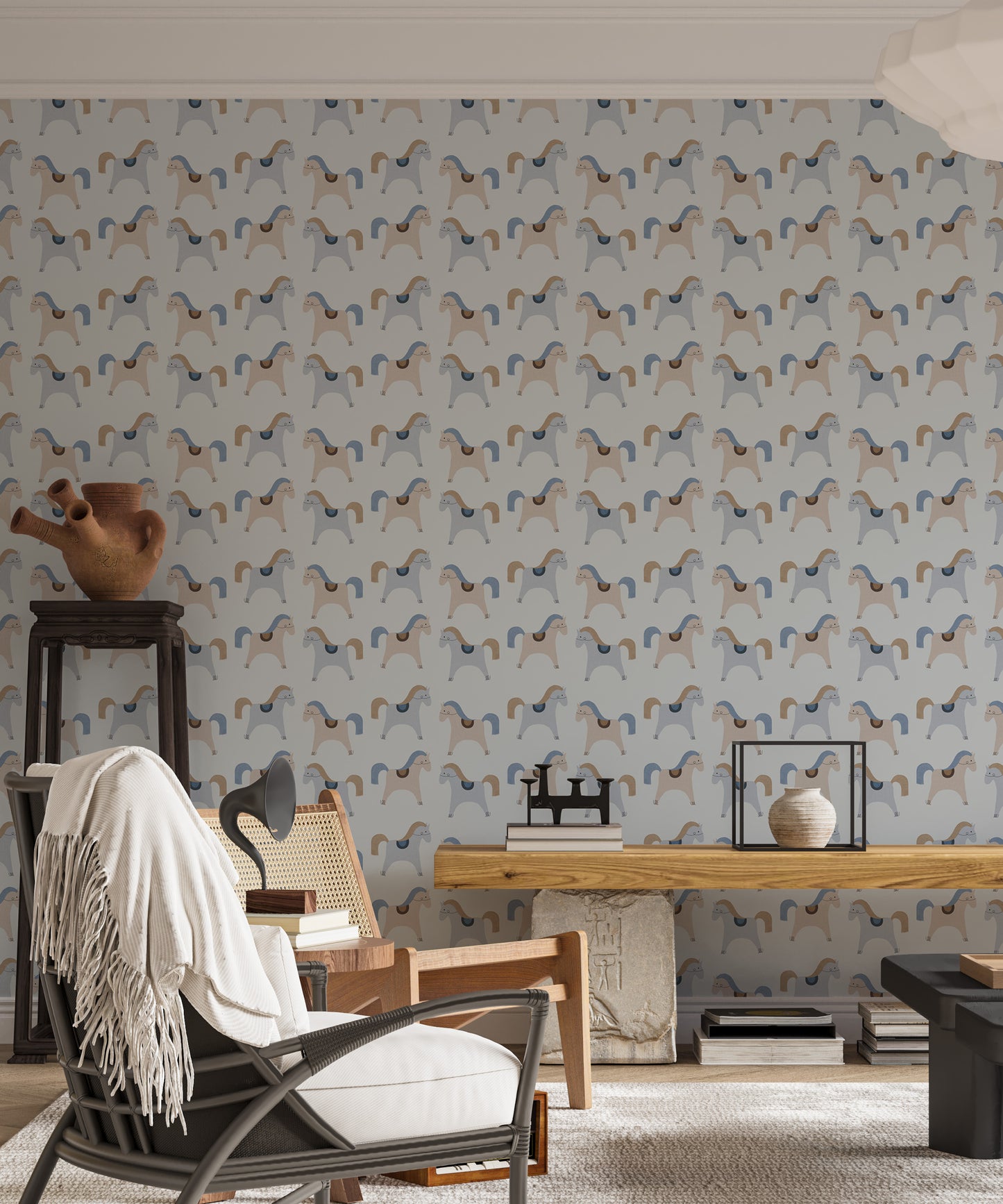 Peel and stick wallpaper with dreamy fairground theme

