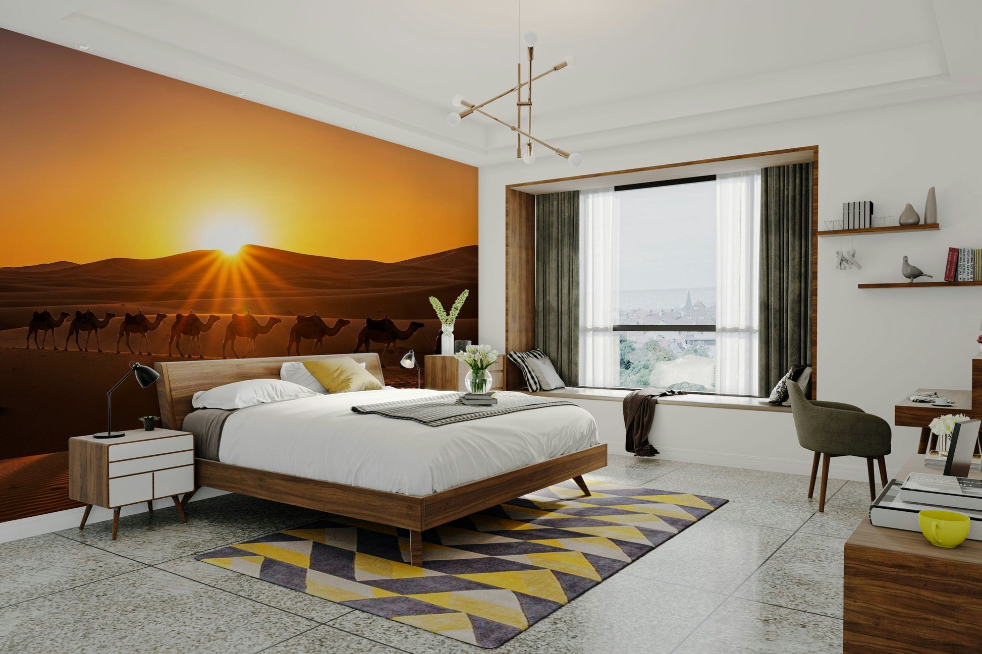 Wallpaper for walls with a desert landscape

