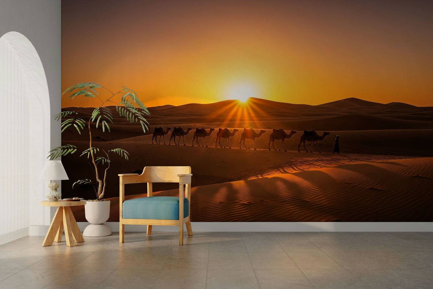 Dawn over the desert, cool colors

