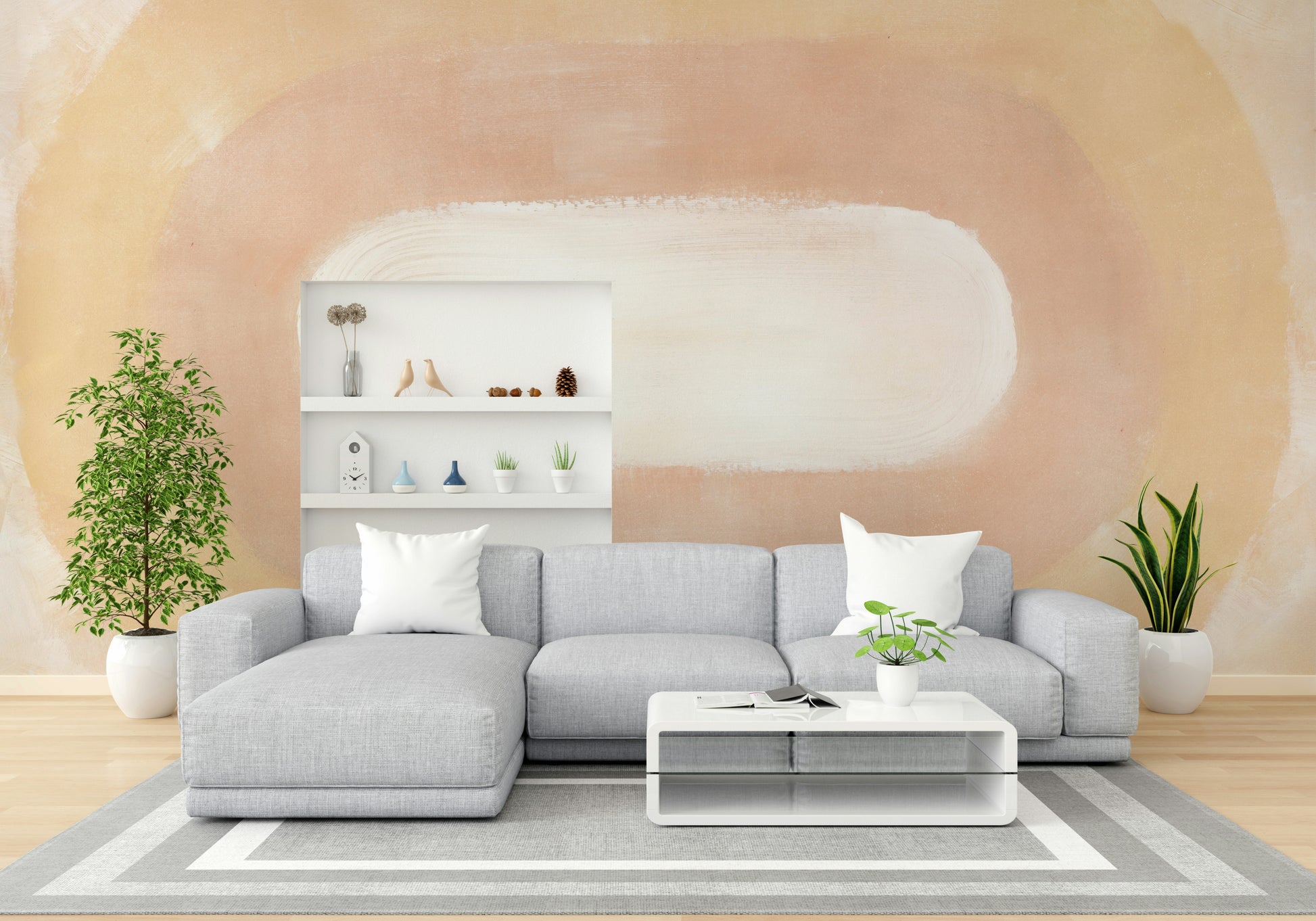 Warm hues of dawn over desert dunes wall mural

