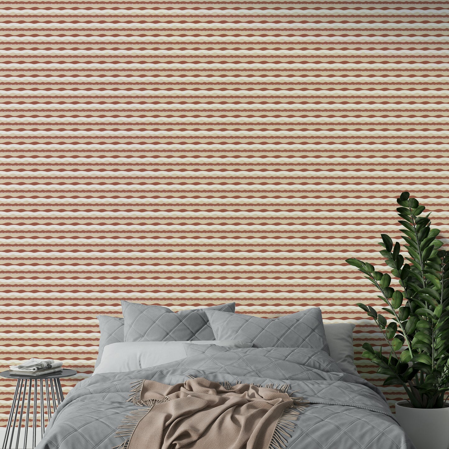 Warm-toned wallpaper for walls featuring rolling desert dunes

