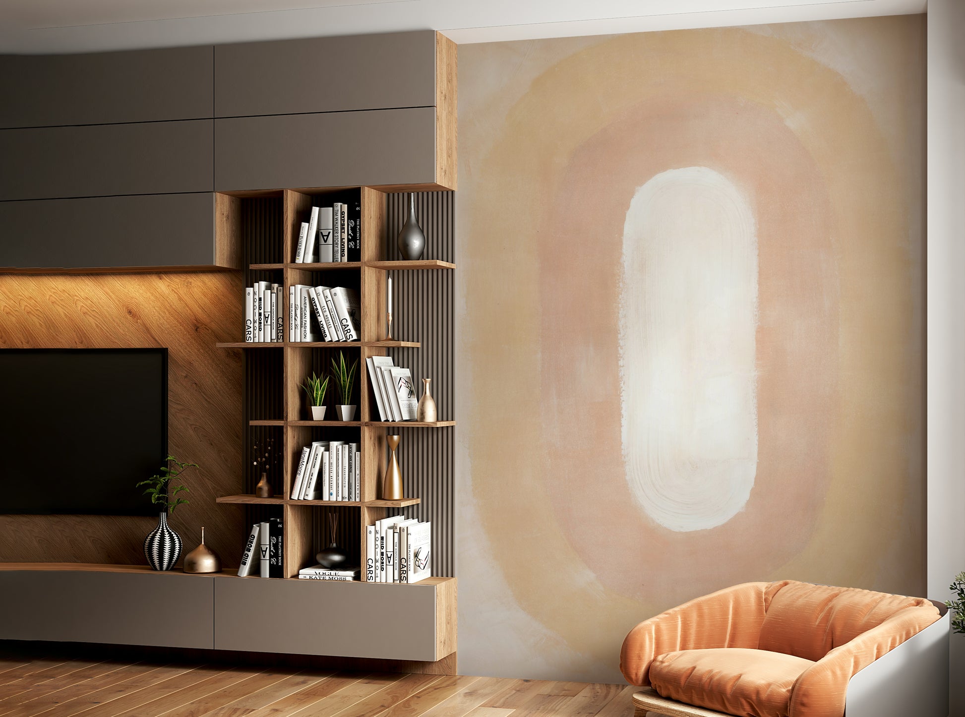 Hand-painted abstract desert haze wall art

