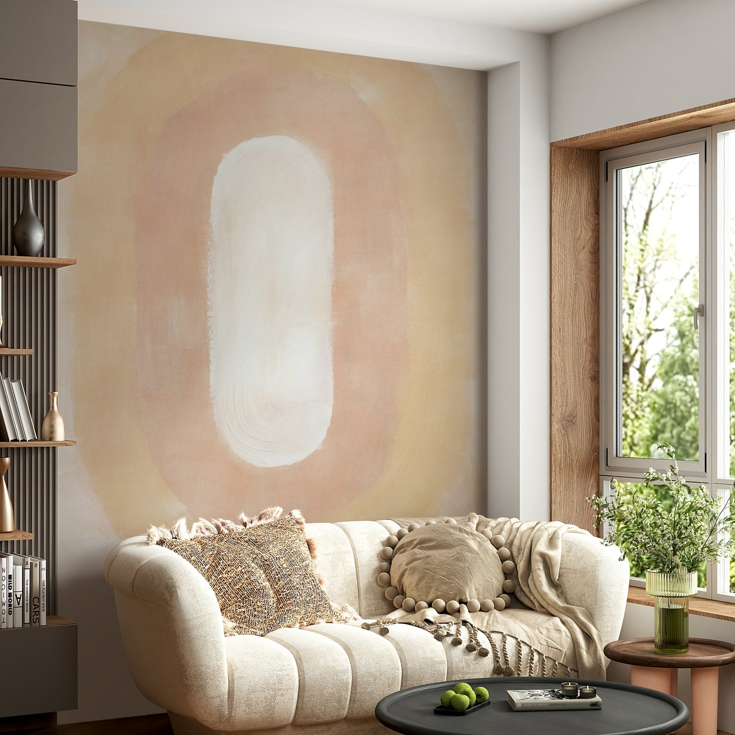 Minimalist desert-inspired abstract wall mural

