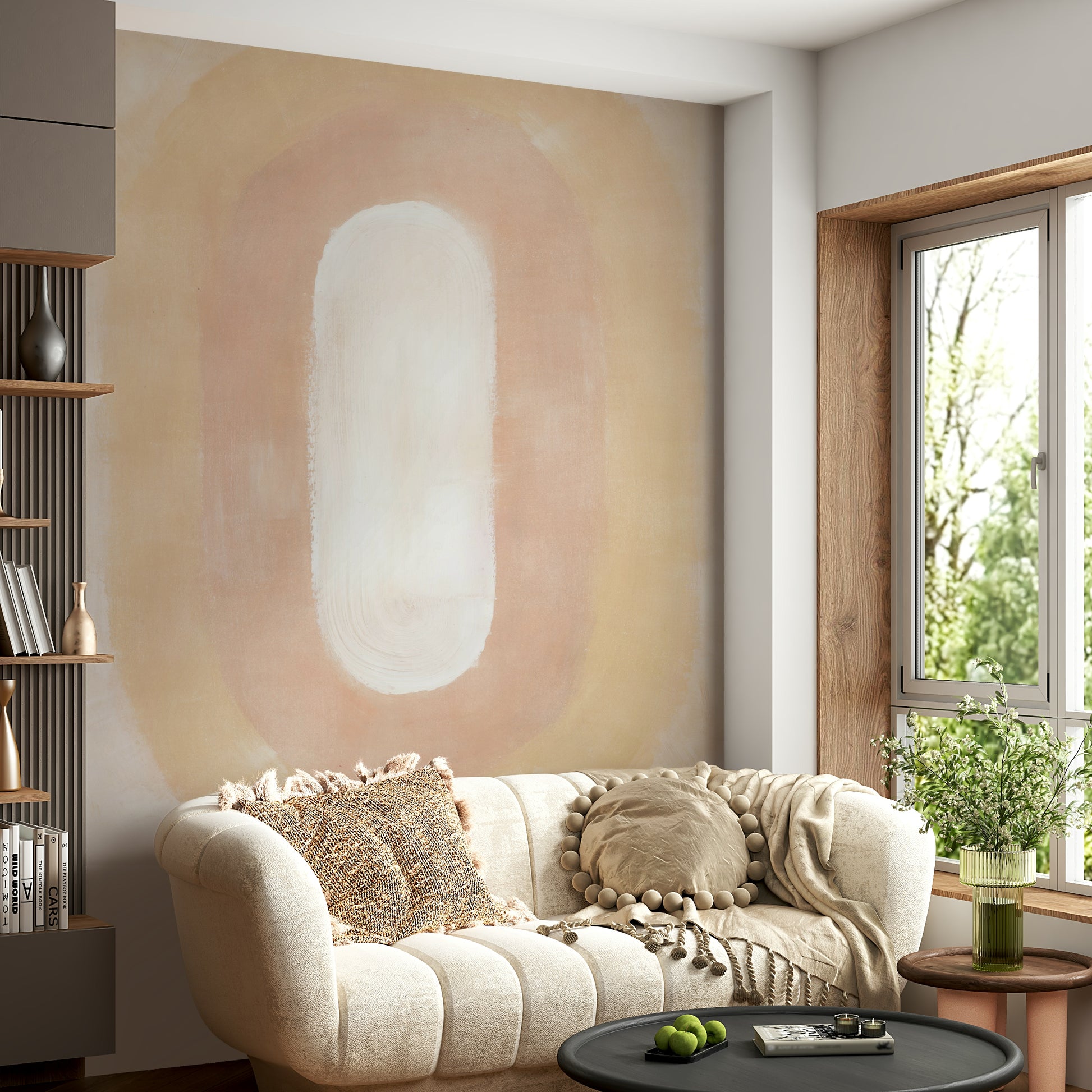 Minimalist desert-inspired abstract wall mural


