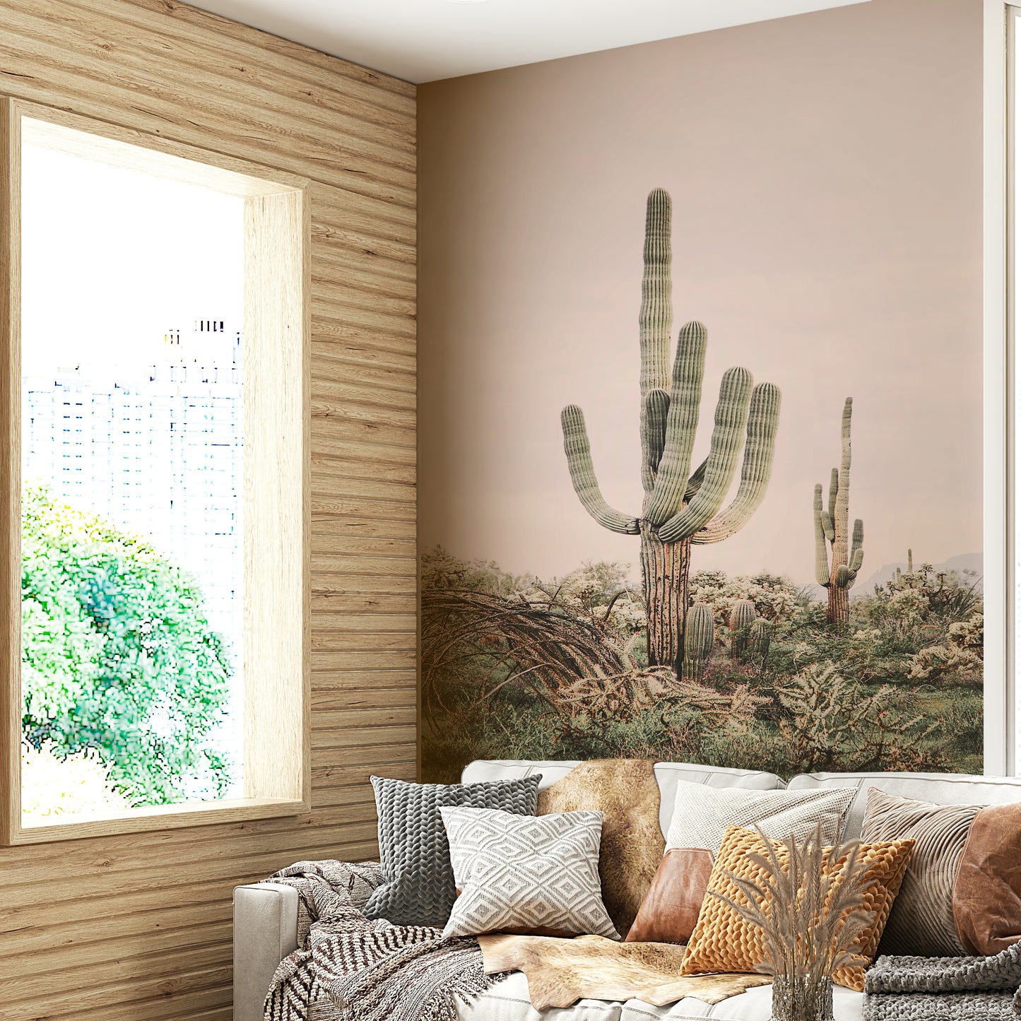 Majestic desert wallpaper with warm sunset tones

