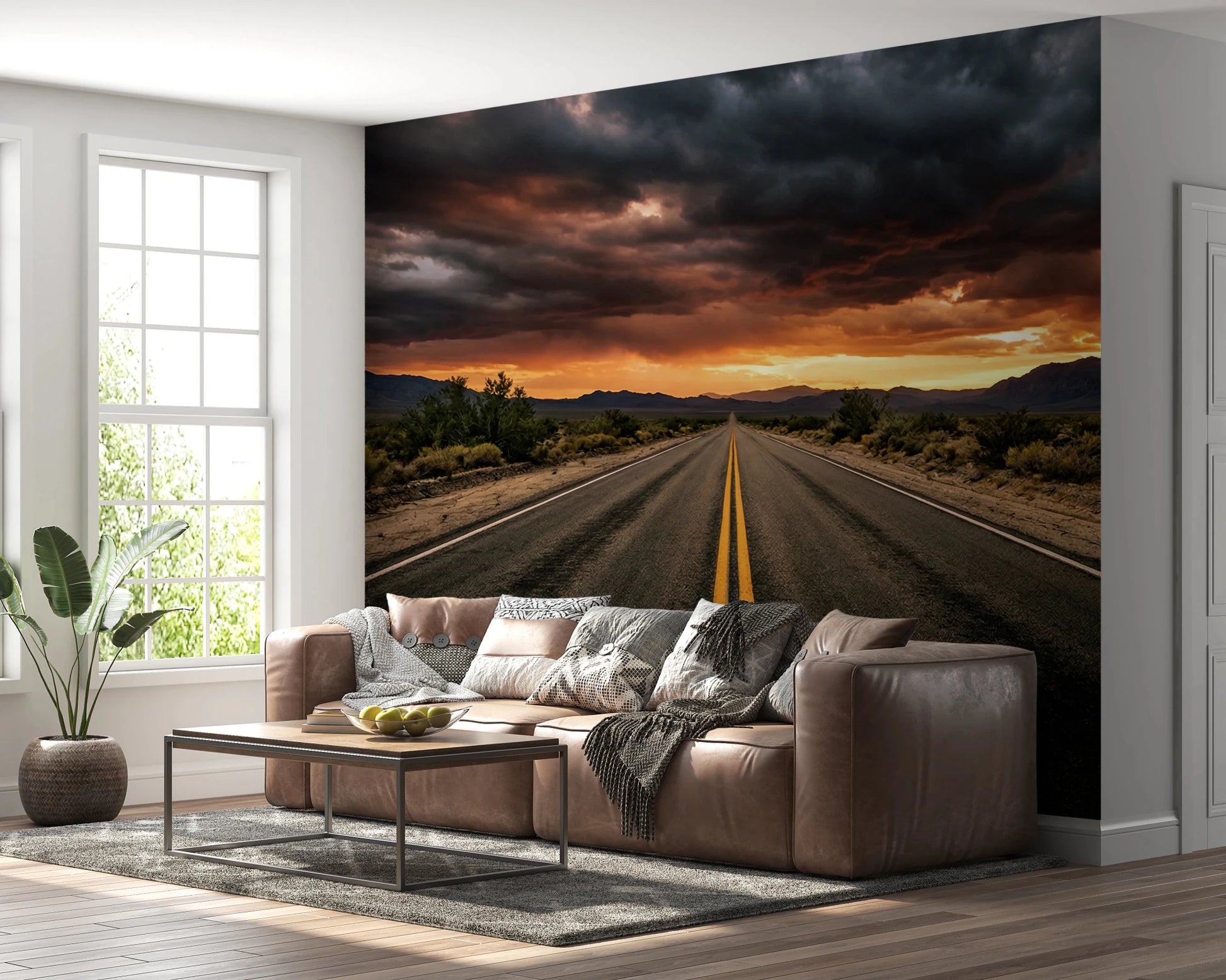 Desert Road Dusk Wall Mural
