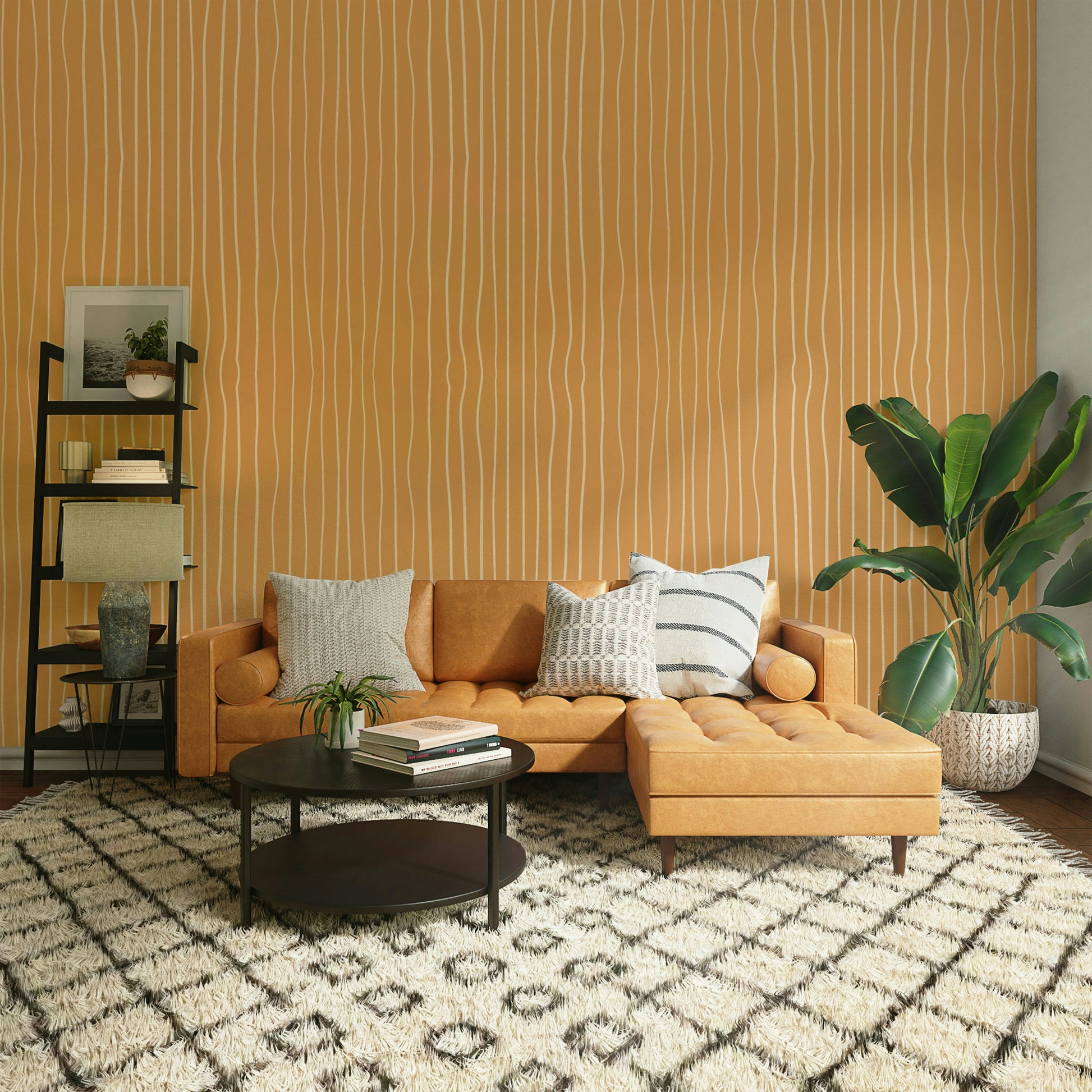 Natural tone wallpaper with linear pattern

