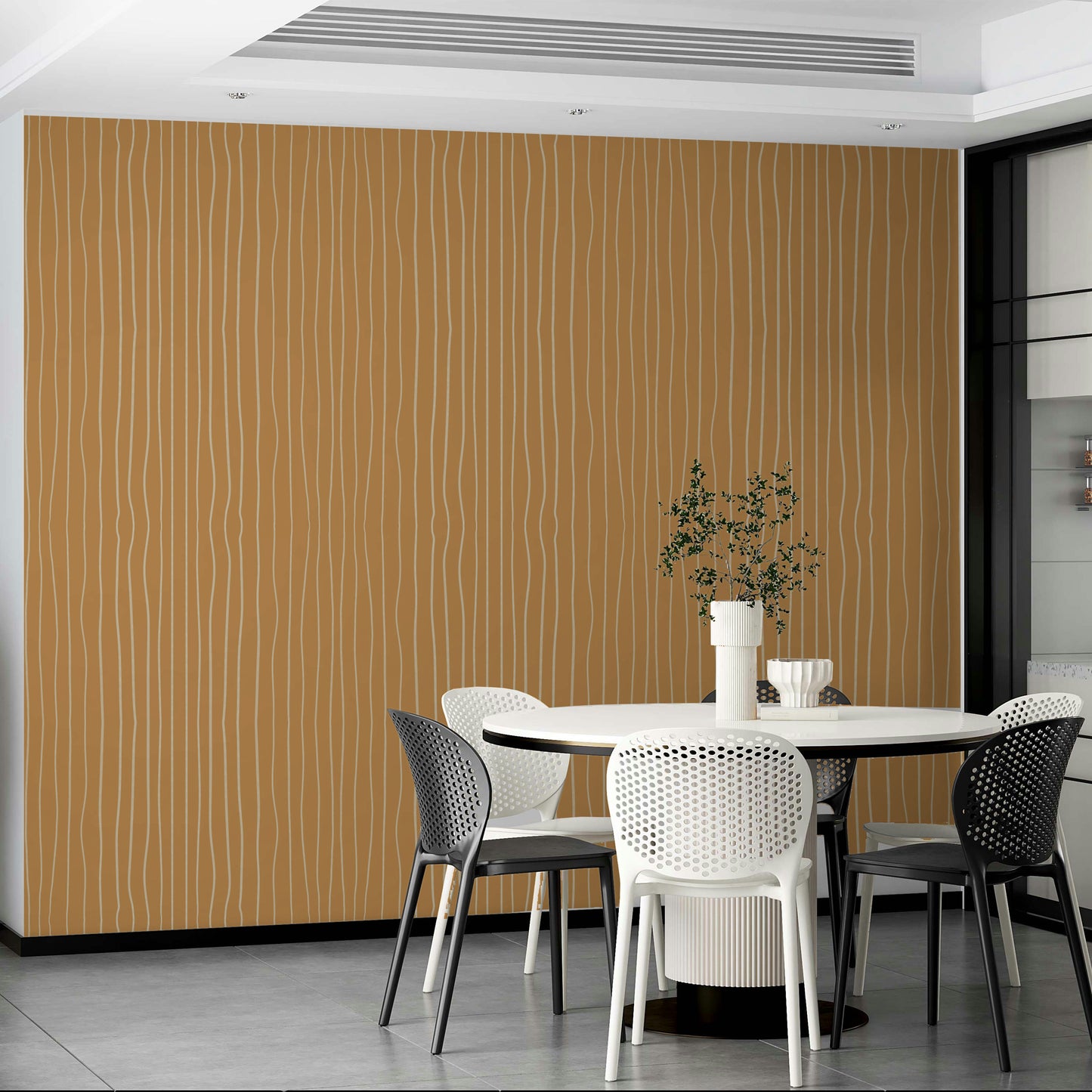 Sand-colored wallpaper with fine lines

