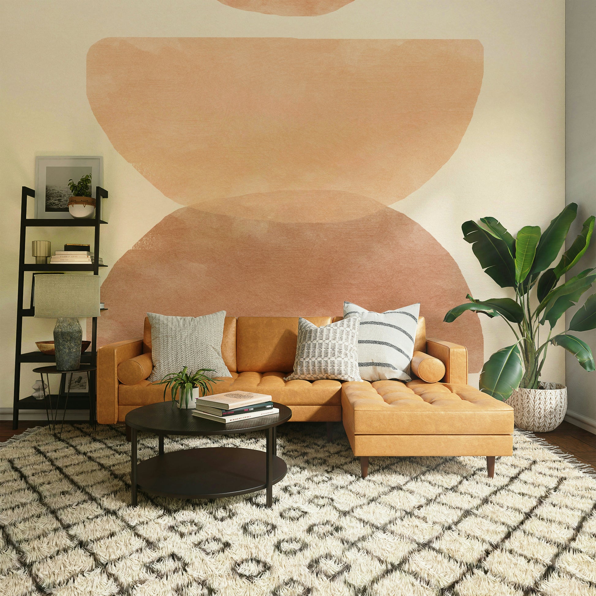 Beige and clay wall mural art

