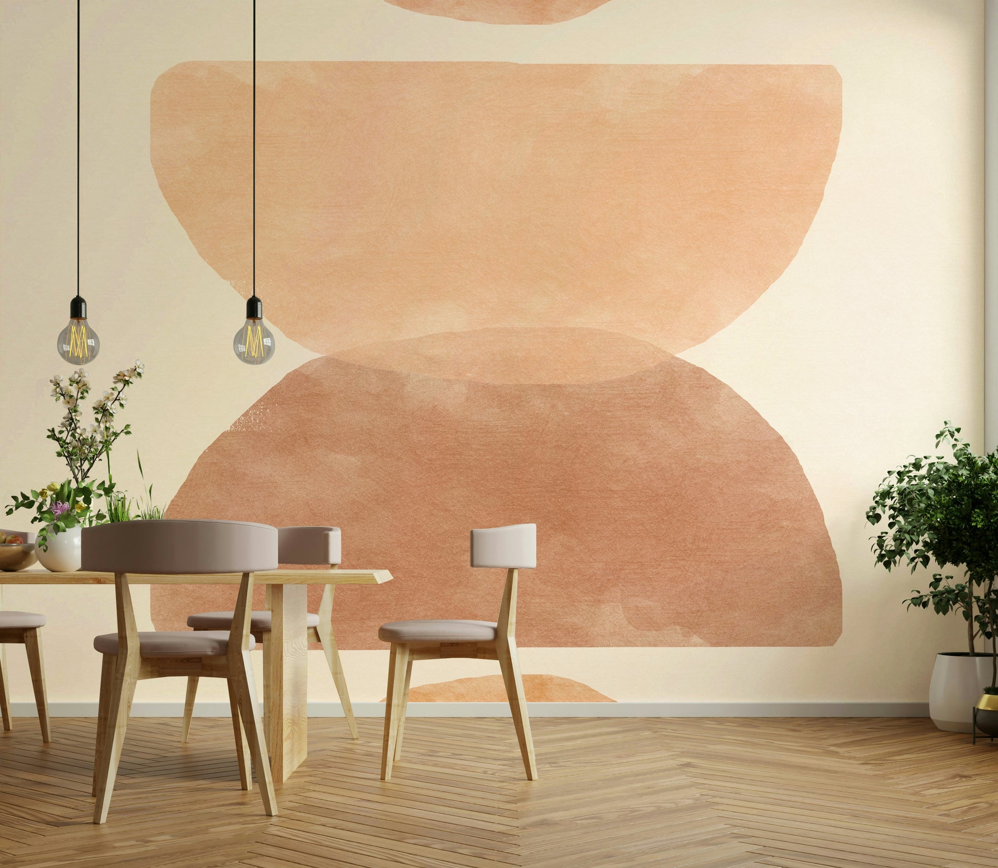 Sunset blush mural wallpaper look

