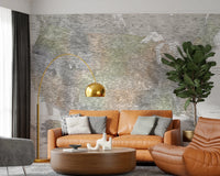 Detailed map of the USA with cities in muted watercolor, HABIKI Wall Mural