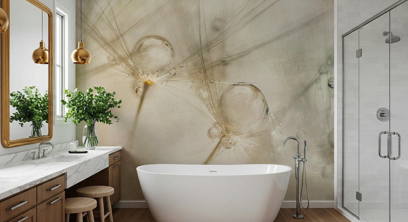 A beautiful subtle dewdrop wallpaper mural for a modern home.

