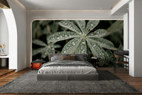 A detail shot of the elegant lines in the wallpaper.
