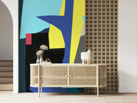 A beautiful modern art wall mural for a living room.