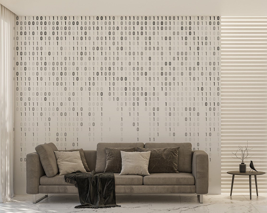 Digital Binary Code Wall Mural - Giffywalls