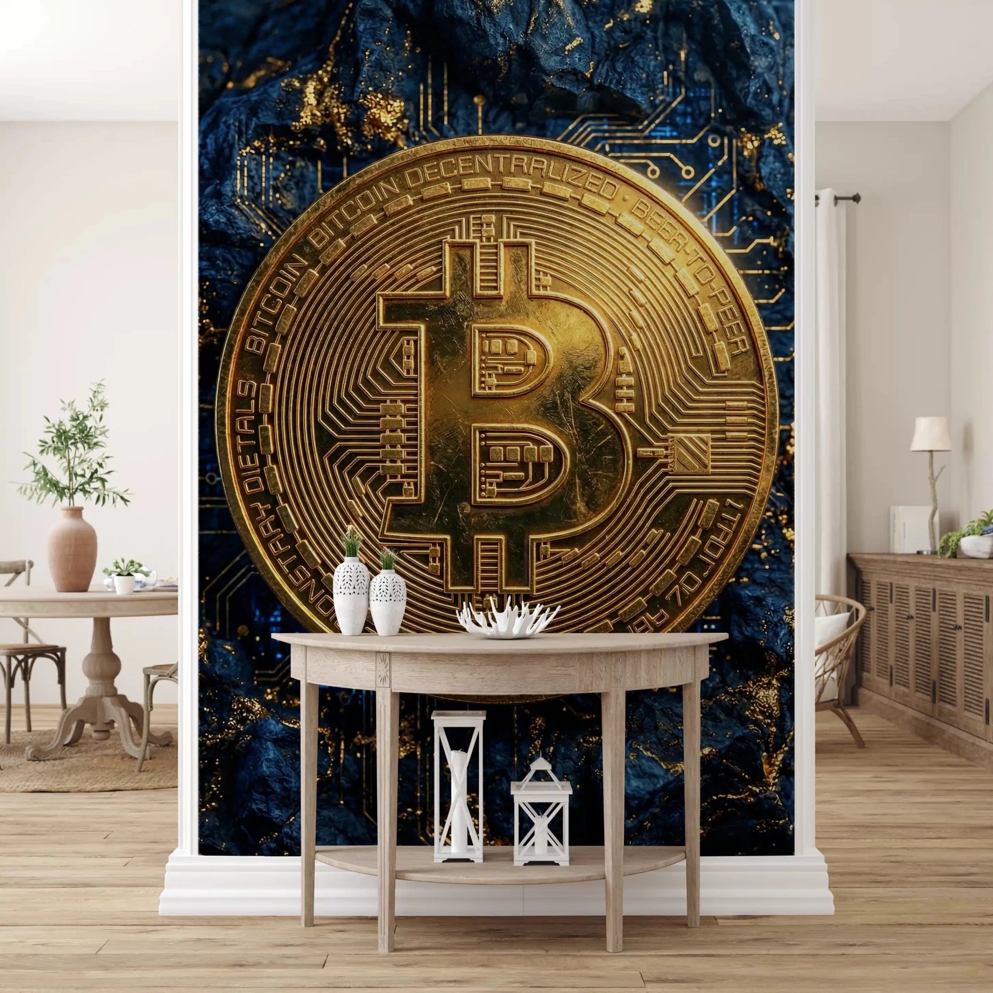 Digital Gold Standard wall mural with gold coin detail