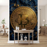 Digital Gold Standard wall mural with gold coin detail